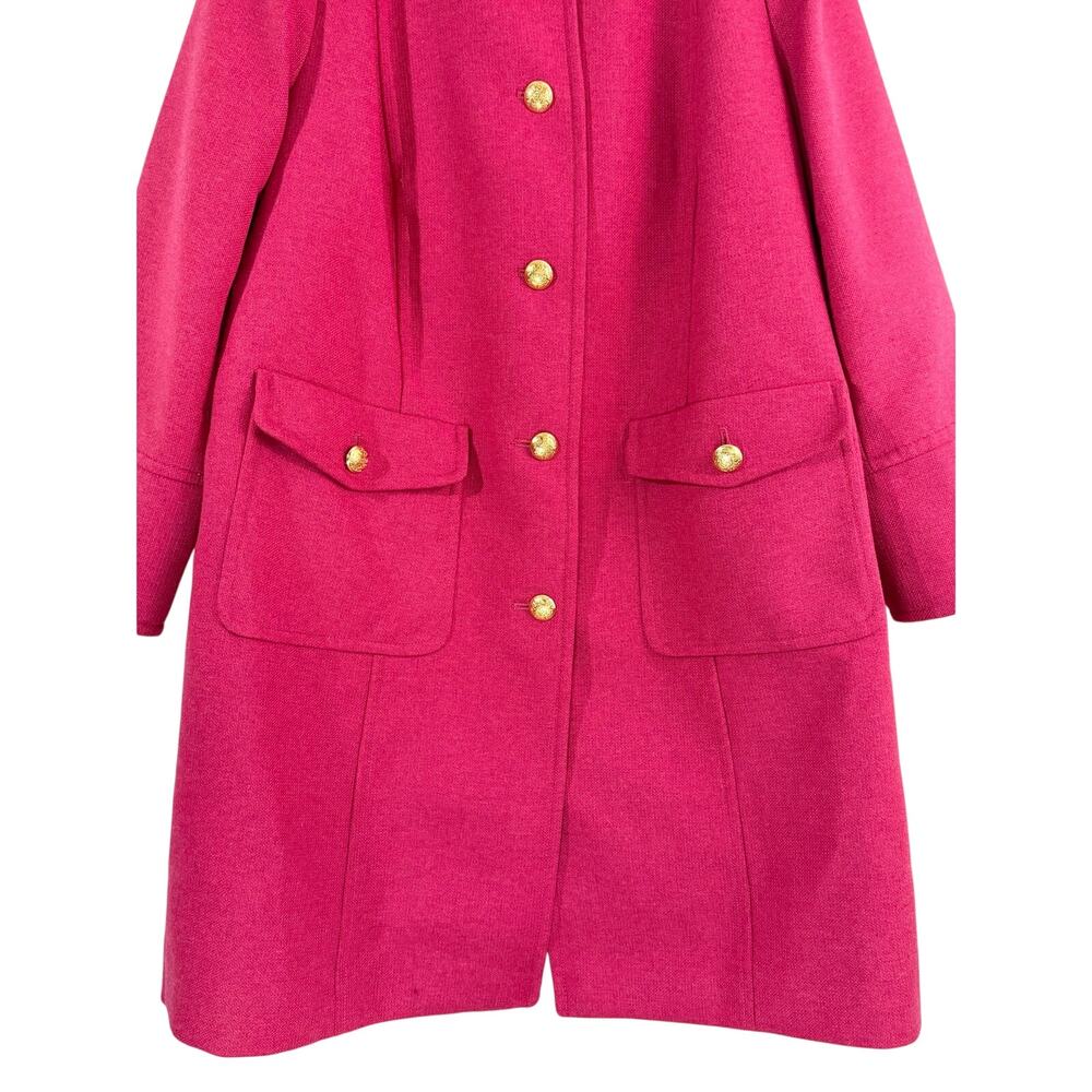 Talbots Pink Military Coat Women’s Plus Size 14W Wool Blend Gold Button Jacket - Picture 7 of 14